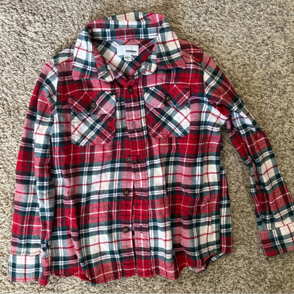 Sonoma Boys Plaid Button Down Shirt